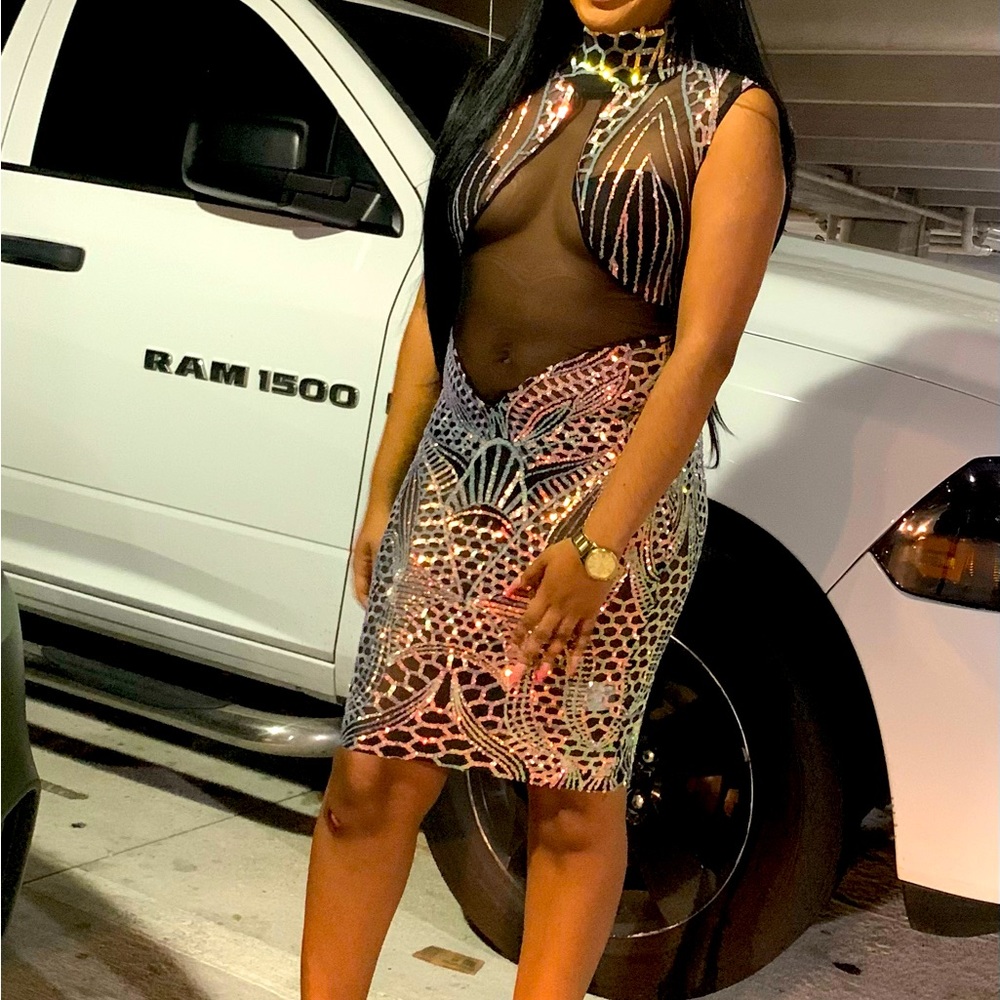 Iridescent sequin dress